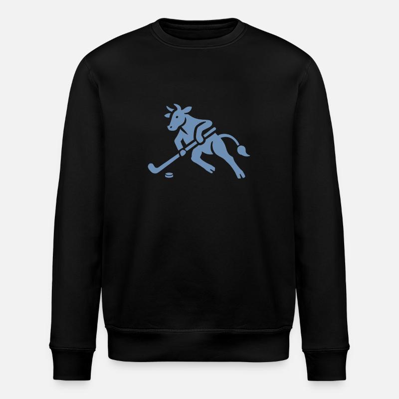 Kuh Bulle Eishockeyspieler Silhouette - Stanley/Stella ROLLER Unisex Organic Sweatshirt - black