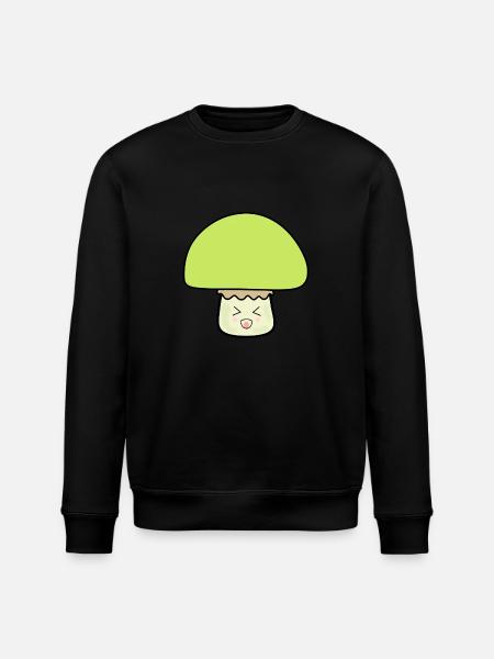 Champignon vert mignon avec visage - Sweat bio ROLLER Stanley/Stella Unisexe - noir