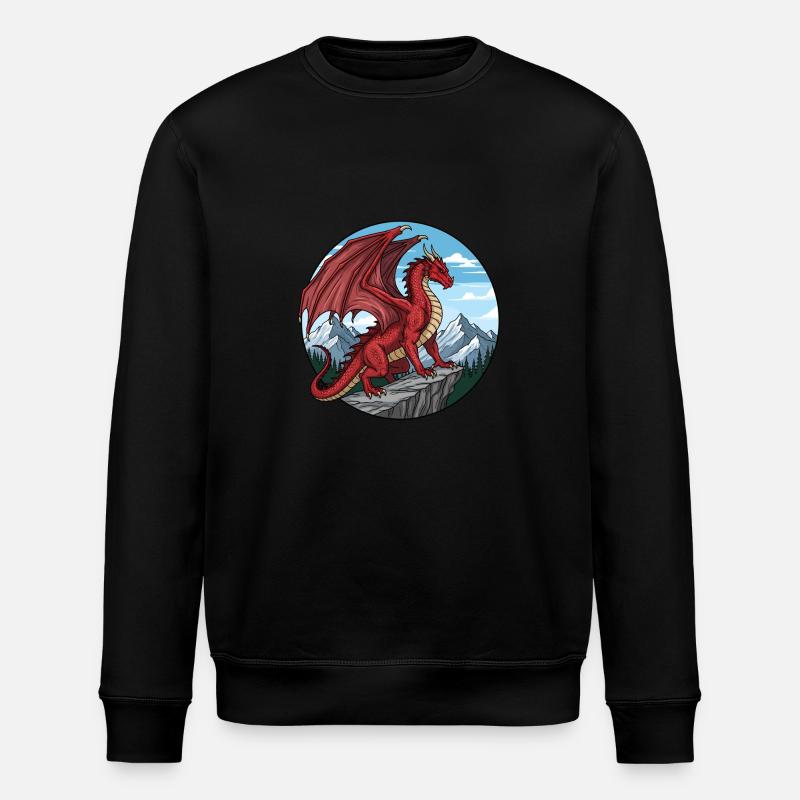 Red Cliff Dragon - Stanley/Stella ROLLER Unisex Organic Sweatshirt - black