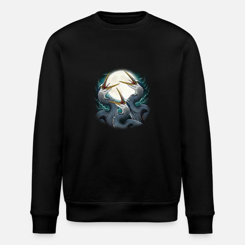 Trois hérons bleus lune hurlement - Sweat bio ROLLER Stanley/Stella Unisexe - noir