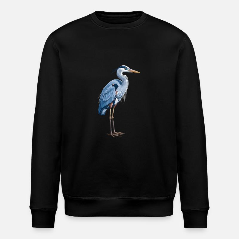 Héron bleu élégant - Sweat bio ROLLER Stanley/Stella Unisexe - noir