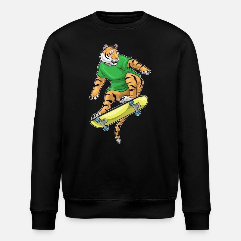 Tiger Skater Skateboard - Stanley/Stella ROLLER Unisex Organic Sweatshirt - black
