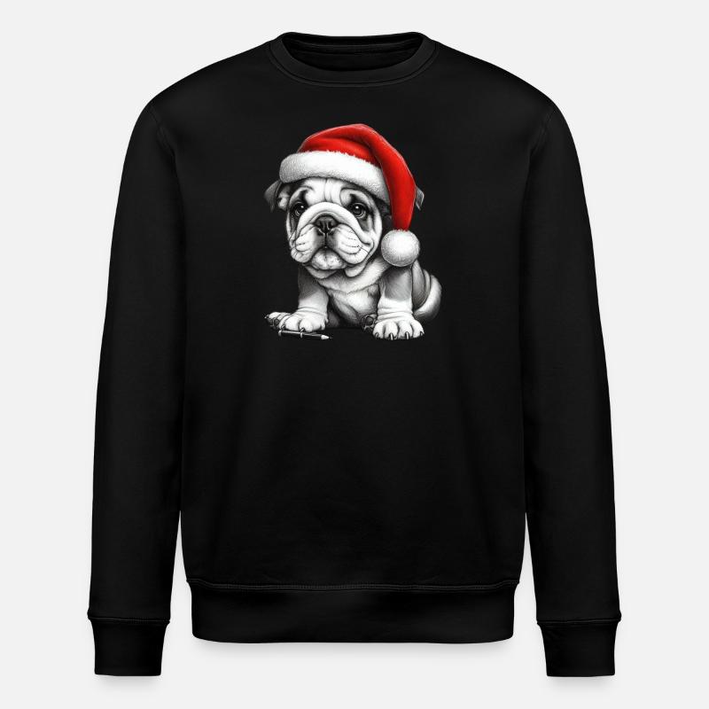 Weihnachts-Bulldogge - Stanley/Stella Unisex Bio-Sweatshirt ROLLER - Schwarz