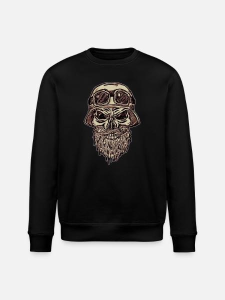 Skull with beard and helmet - Stanley/Stella ROLLER Unisex Organic Sweatshirt - black