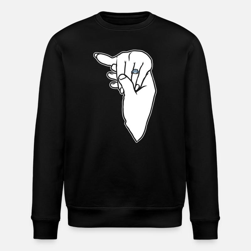 Engagement Wedding Ring Hand - Stanley/Stella ROLLER Unisex Organic Sweatshirt - black