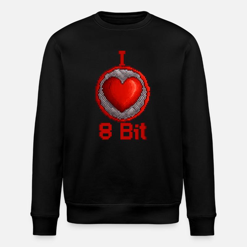 I love 8bit - Stanley/Stella ROLLER Unisex Organic Sweatshirt - black