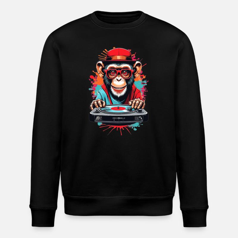 Affen DJ - Stanley/Stella Unisex Bio-Sweatshirt ROLLER - Schwarz