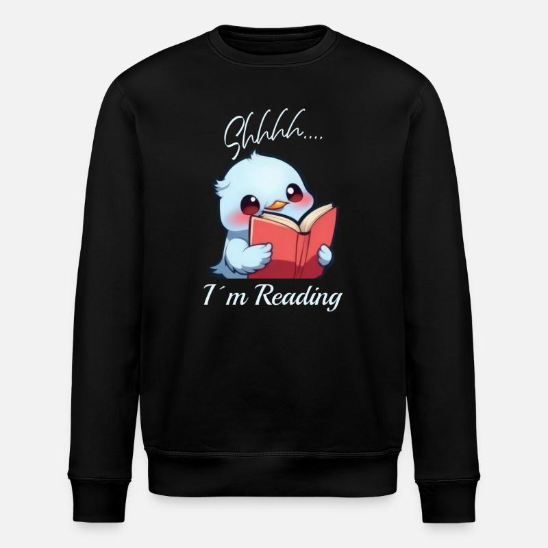 Vogel mit Buch - Stanley/Stella Unisex Bio-Sweatshirt ROLLER - Schwarz