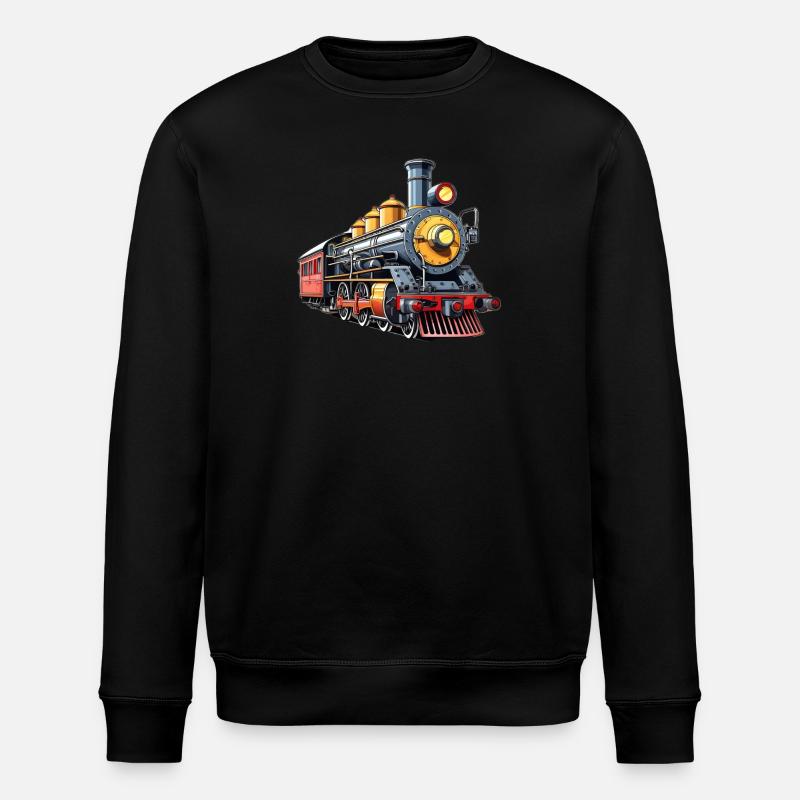 Steam Train Cartoon Nostalgia - Stanley/Stella ROLLER Unisex Organic Sweatshirt - black