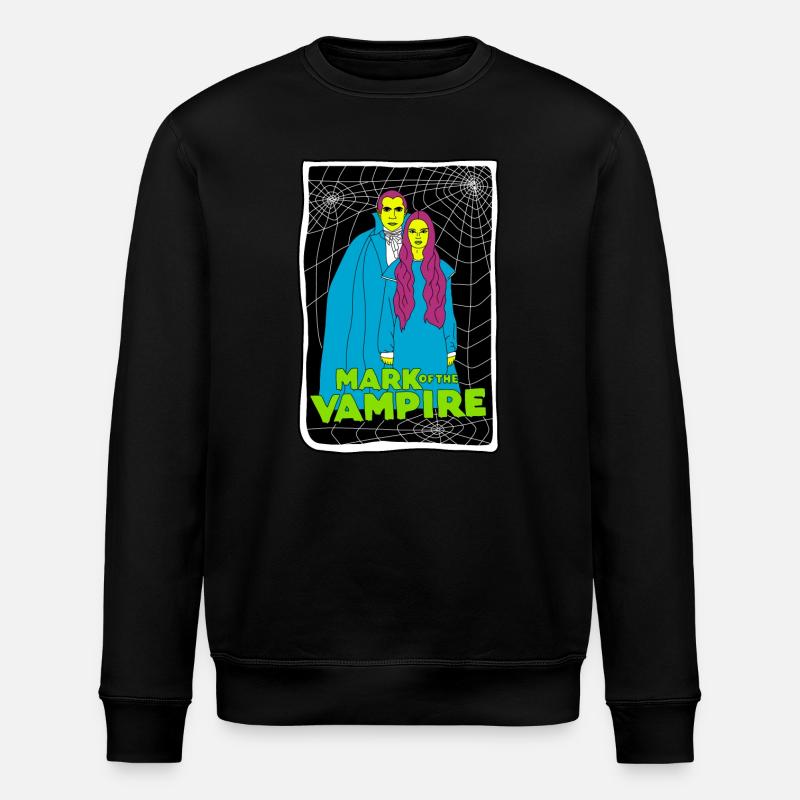 Vampire Duo with Spiderweb Background - Stanley/Stella ROLLER Unisex Organic Sweatshirt - black