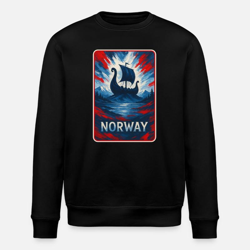 Norvège Paysage Drapeaux Design - Sweat bio ROLLER Stanley/Stella Unisexe - noir
