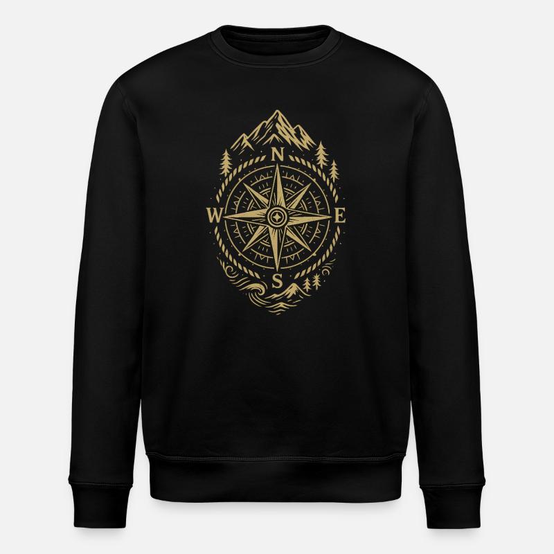 Kompass Retro Kompass Hipster Geschenk - Stanley/Stella Unisex Bio-Sweatshirt ROLLER - Schwarz
