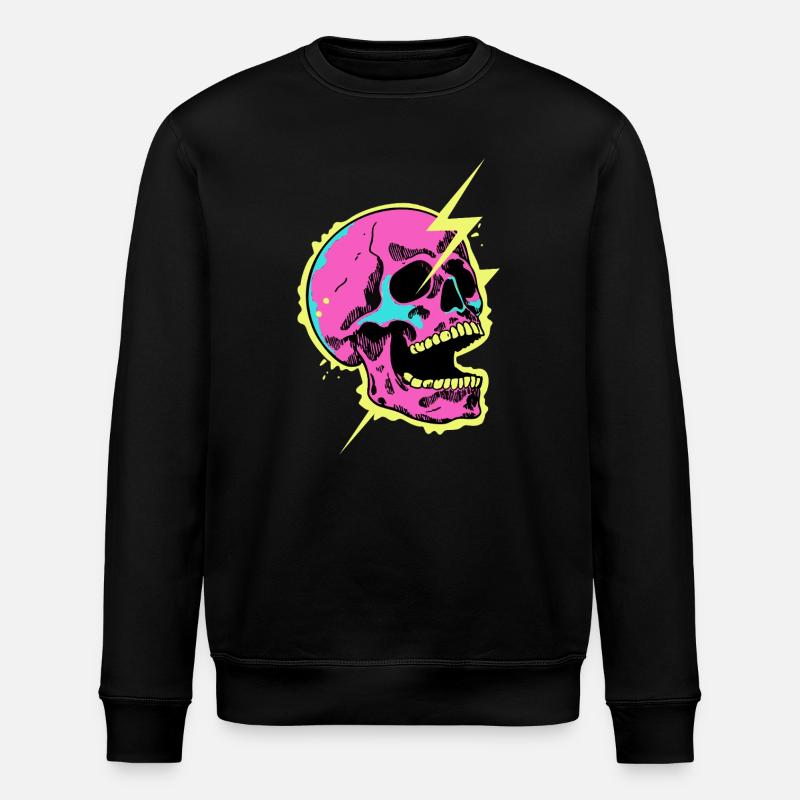 Crâne Néon Éclair Éclat - Sweat bio ROLLER Stanley/Stella Unisexe - noir
