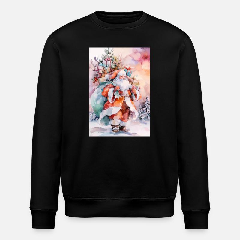 Noël Aquarelle: Santa et Paquets - Sweat bio ROLLER Stanley/Stella Unisexe - noir