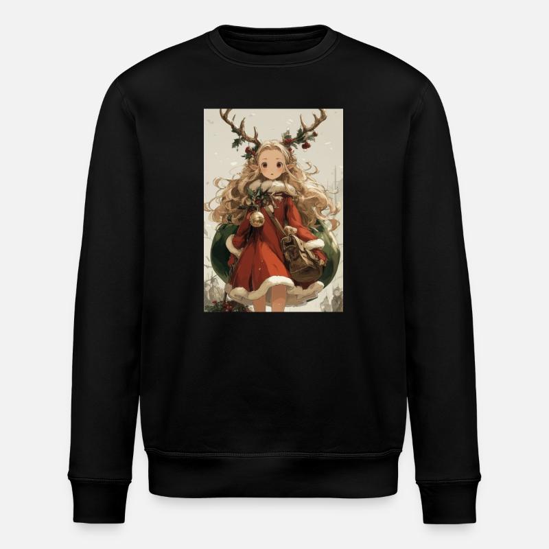 Elfhirsch-Weihnachten - Stanley/Stella Unisex Bio-Sweatshirt ROLLER - Schwarz
