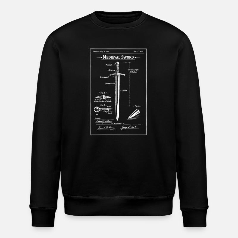 Mittelalterlicher Schwert-Bauplan - Stanley/Stella Unisex Bio-Sweatshirt ROLLER - Schwarz