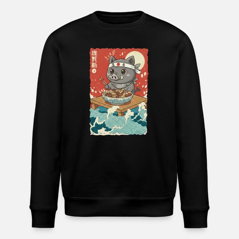 Anime Wildschwein - Stanley/Stella Unisex Bio-Sweatshirt ROLLER - Schwarz