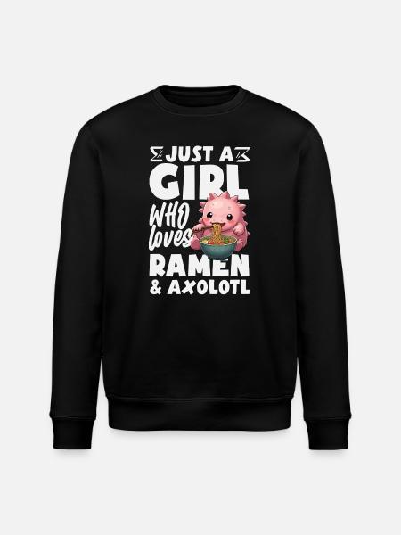 Cute Axolotl Kawaii Axolotl Lover - Stanley/Stella ROLLER Unisex Organic Sweatshirt - black
