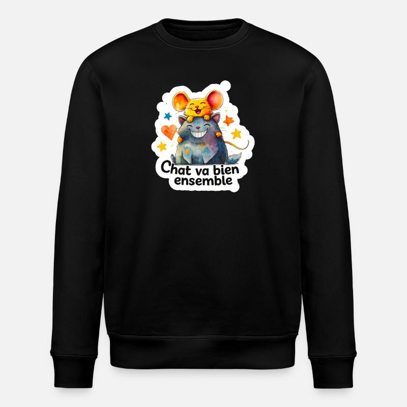 Chat et Souris Heureux Ensemble - Sweat bio ROLLER Stanley/Stella Unisexe - noir