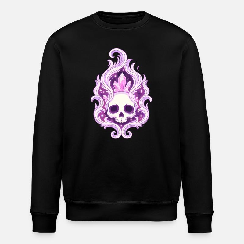 Crystal Skull Flame Spell - Stanley/Stella ROLLER Unisex Organic Sweatshirt - black