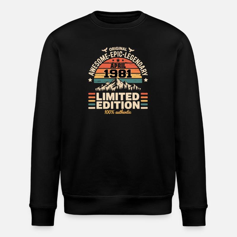 Millésime Anniversaire Avril 1981 - Sweat bio ROLLER Stanley/Stella Unisexe - noir