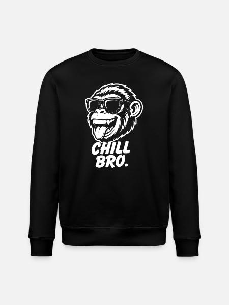 Chill Bro Monkey Sunglasses Tongue Graphic - Stanley/Stella ROLLER Unisex Organic Sweatshirt - black