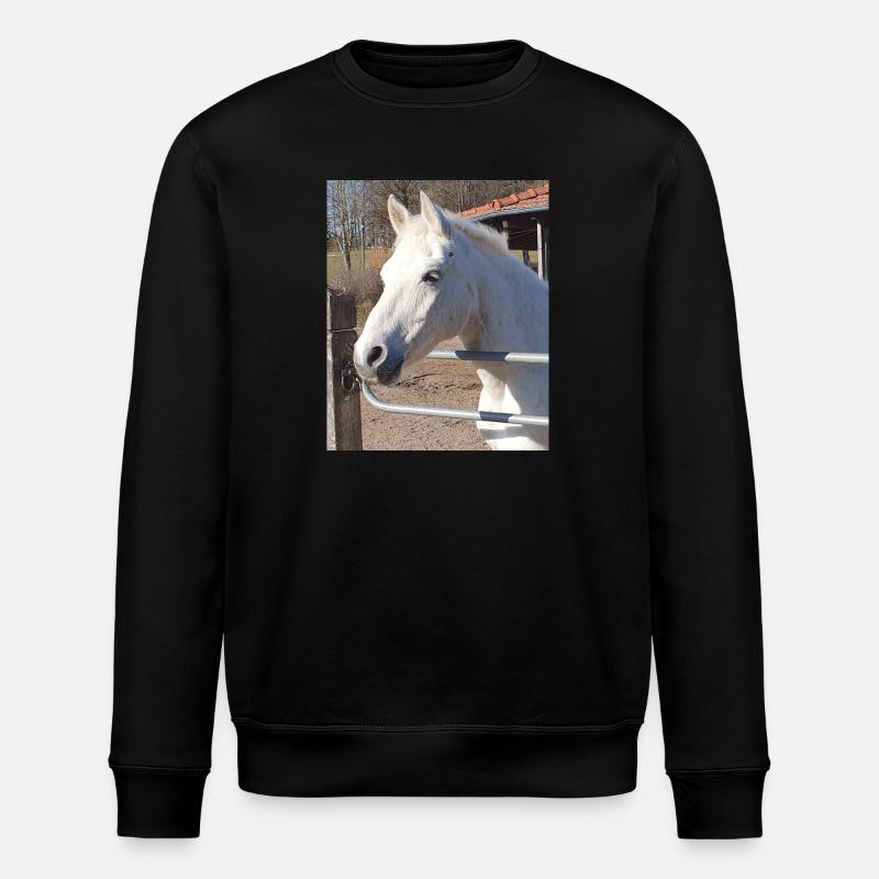 Portrait de cheval blanc - Sweat bio ROLLER Stanley/Stella Unisexe - noir