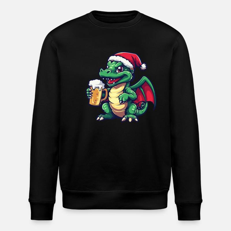 Drache Weihnachten Bier - Stanley/Stella Unisex Bio-Sweatshirt ROLLER - Schwarz