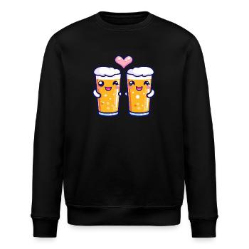 Bier Paar Liebe Herz Valentinstag - Stanley/Stella Unisex Bio-Sweatshirt ROLLER - Schwarz - Vorne - Nik (191cm)