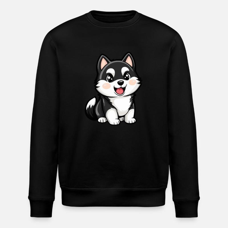 Husky Hund Niedlich - Stanley/Stella Unisex Bio-Sweatshirt ROLLER - Schwarz