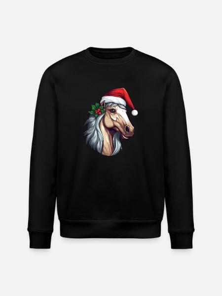 Pferd Weihnachten Pferdekopf Winter Reiten - Stanley/Stella Unisex Bio-Sweatshirt ROLLER - Schwarz