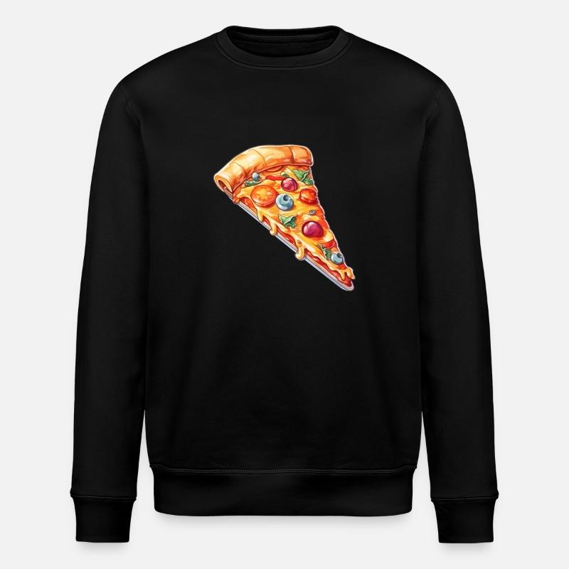 Lustiger Pizzaflüsterer Feinschmecker Pizzastück - Stanley/Stella Unisex Bio-Sweatshirt ROLLER - Schwarz