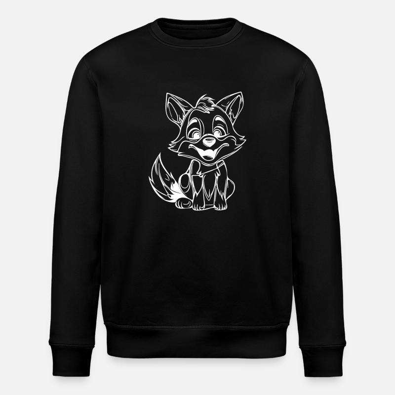 Little cute smiling fox - Stanley/Stella ROLLER Unisex Organic Sweatshirt - black
