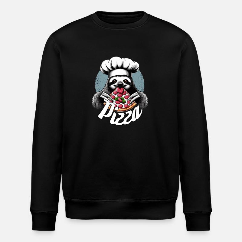 Pizza Yummy Sloth Gift - Stanley/Stella ROLLER Unisex Organic Sweatshirt - black