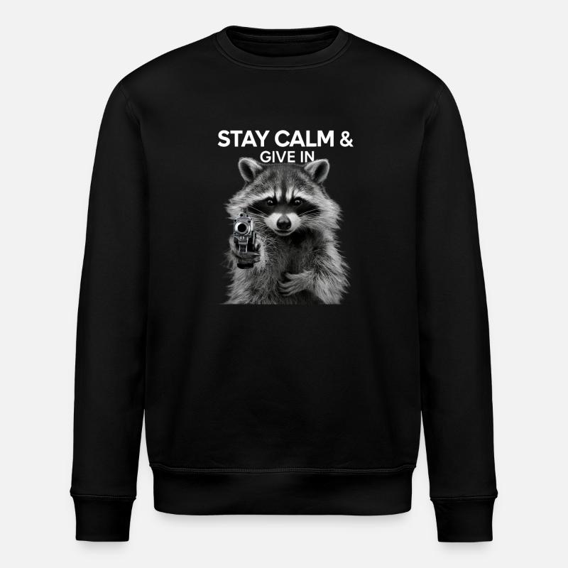Meme raccoon - Stanley/Stella ROLLER Unisex Organic Sweatshirt - black