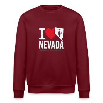 Ich Liebe Nevada | Männer Frauen - Stanley/Stella Unisex Bio-Sweatshirt ROLLER - Burgunderrot - Vorne - Nik (191cm)