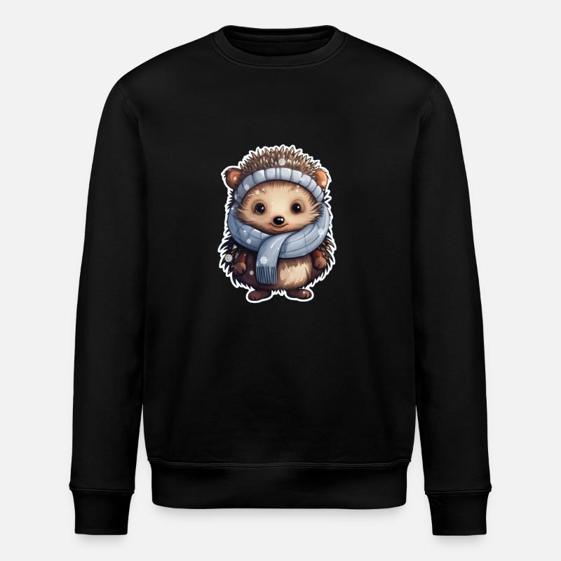 Winterlicher Igel - Stanley/Stella Unisex Bio-Sweatshirt ROLLER - Schwarz