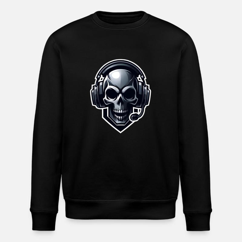 Totenkopf mit Gaming Headset - Stanley/Stella Unisex Bio-Sweatshirt ROLLER - Schwarz