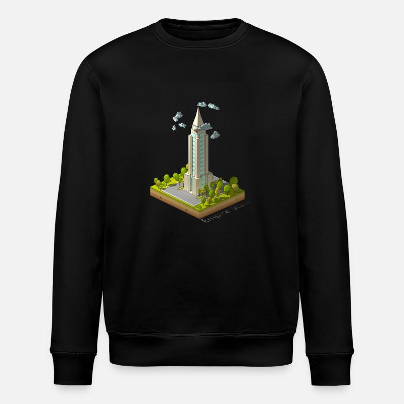 Geometrisches Low-Poly-Empire-Gebäude - Stanley/Stella Unisex Bio-Sweatshirt ROLLER - Schwarz