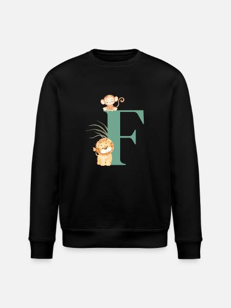 Letter f green jungle animals - Stanley/Stella ROLLER Unisex Organic Sweatshirt - black