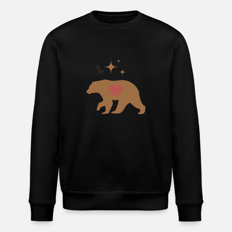 Ourse avec cœur - Sweat bio ROLLER Stanley/Stella Unisexe - noir