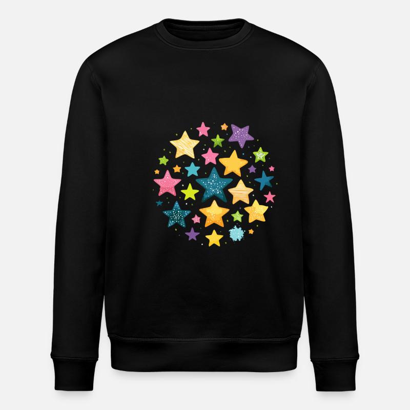 sterne,stern,bunte sterne,illustration - Stanley/Stella Unisex Bio-Sweatshirt ROLLER - Schwarz