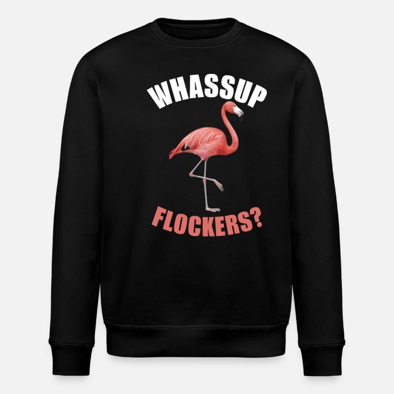 Flamingo Animal Pink - Stanley/Stella ROLLER Unisex Organic Sweatshirt - black