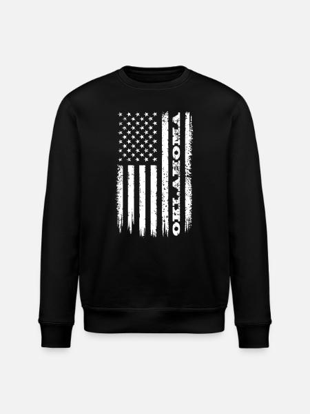 Flag USA Oklahoma State Gift - Stanley/Stella ROLLER Unisex Organic Sweatshirt - black