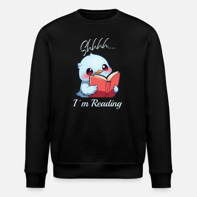 Vogel mit Buch - Stanley/Stella Unisex Bio-Sweatshirt ROLLER - Schwarz
