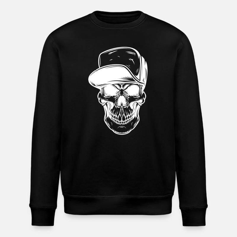 Graffiti Skull with Baseball Cap - Stanley/Stella ROLLER Unisex Organic Sweatshirt - black