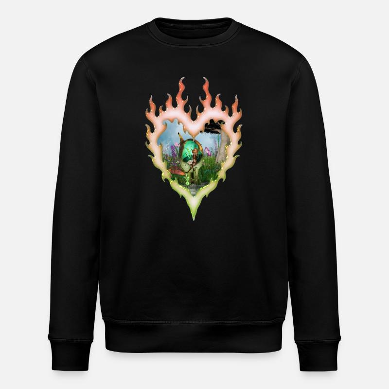 Kleine Fee mit ihrer Katze - Stanley/Stella Unisex Bio-Sweatshirt ROLLER - Schwarz