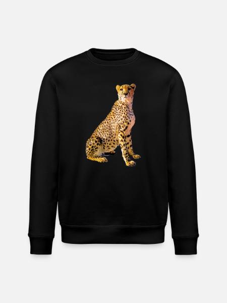 Cheetah Portrait Golden Spots - Stanley/Stella ROLLER Unisex Organic Sweatshirt - black