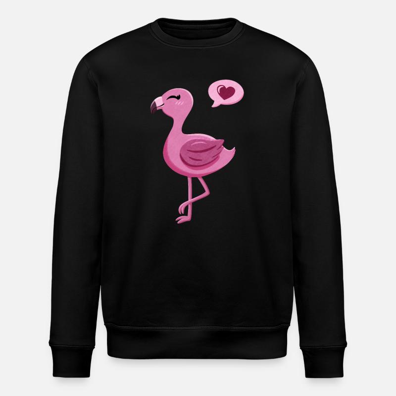 Süßer Flamingo mit Herz - Stanley/Stella Unisex Bio-Sweatshirt ROLLER - Schwarz