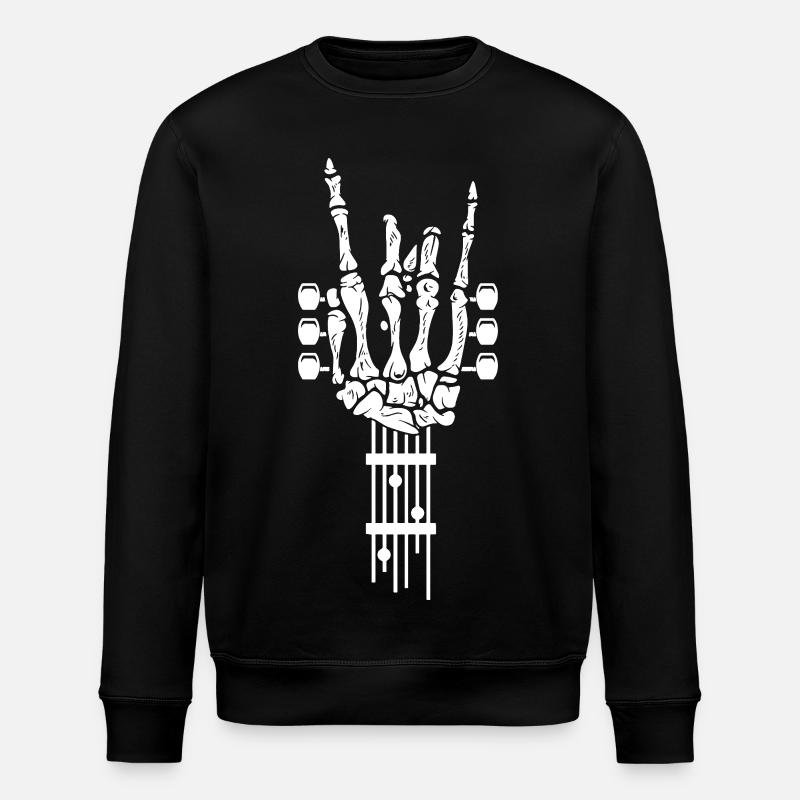 Rock Skelett Hand Musik Gitarre - Stanley/Stella Unisex Bio-Sweatshirt ROLLER - Schwarz